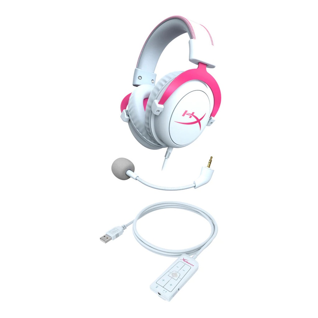 HyperX Cloud II Gaming Headset (WhitePink) Gear Studio PC Gaming